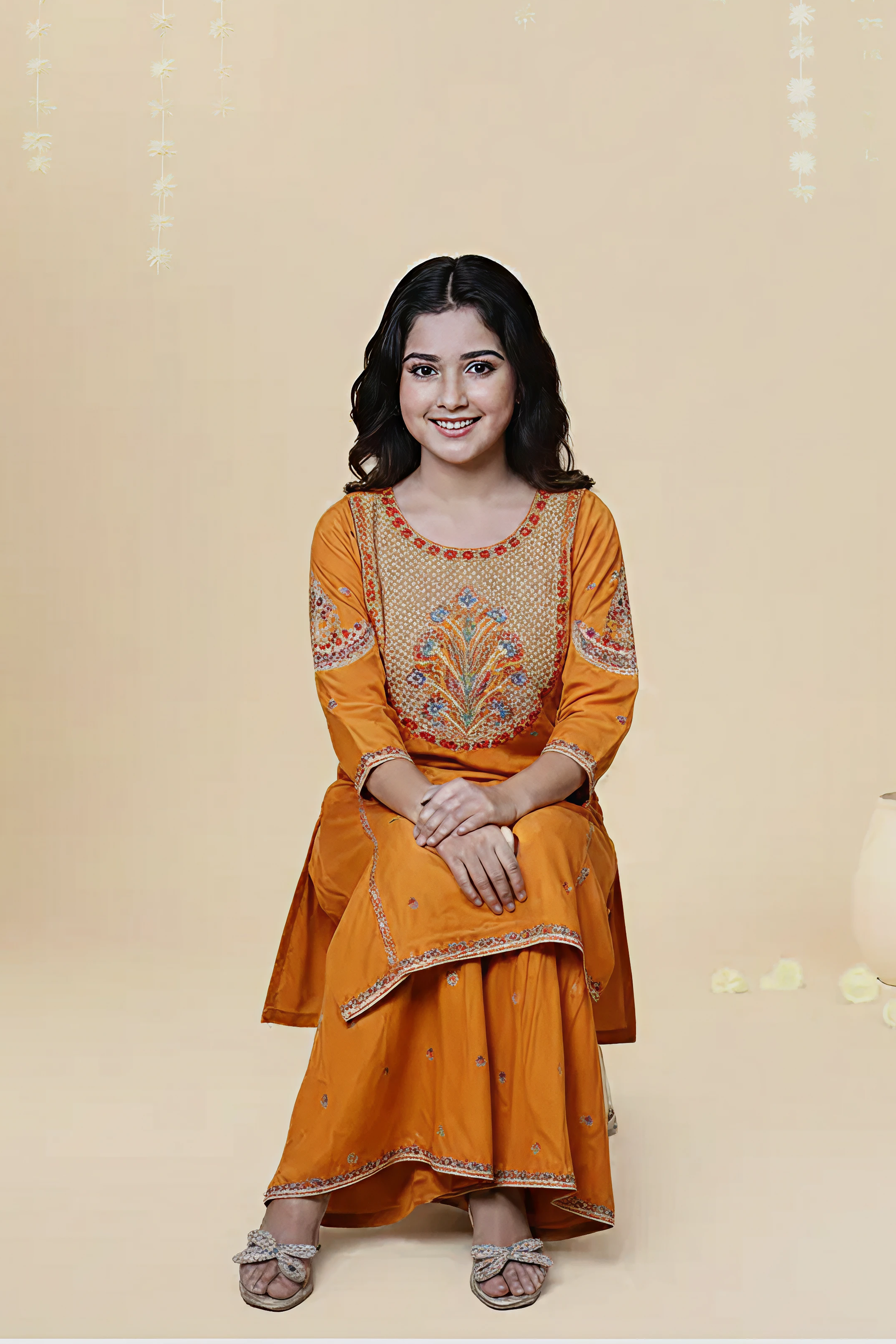COTTON MULTICOLOR EMBROIDERED SHIRT & GHARARA – 3PC - LS-07