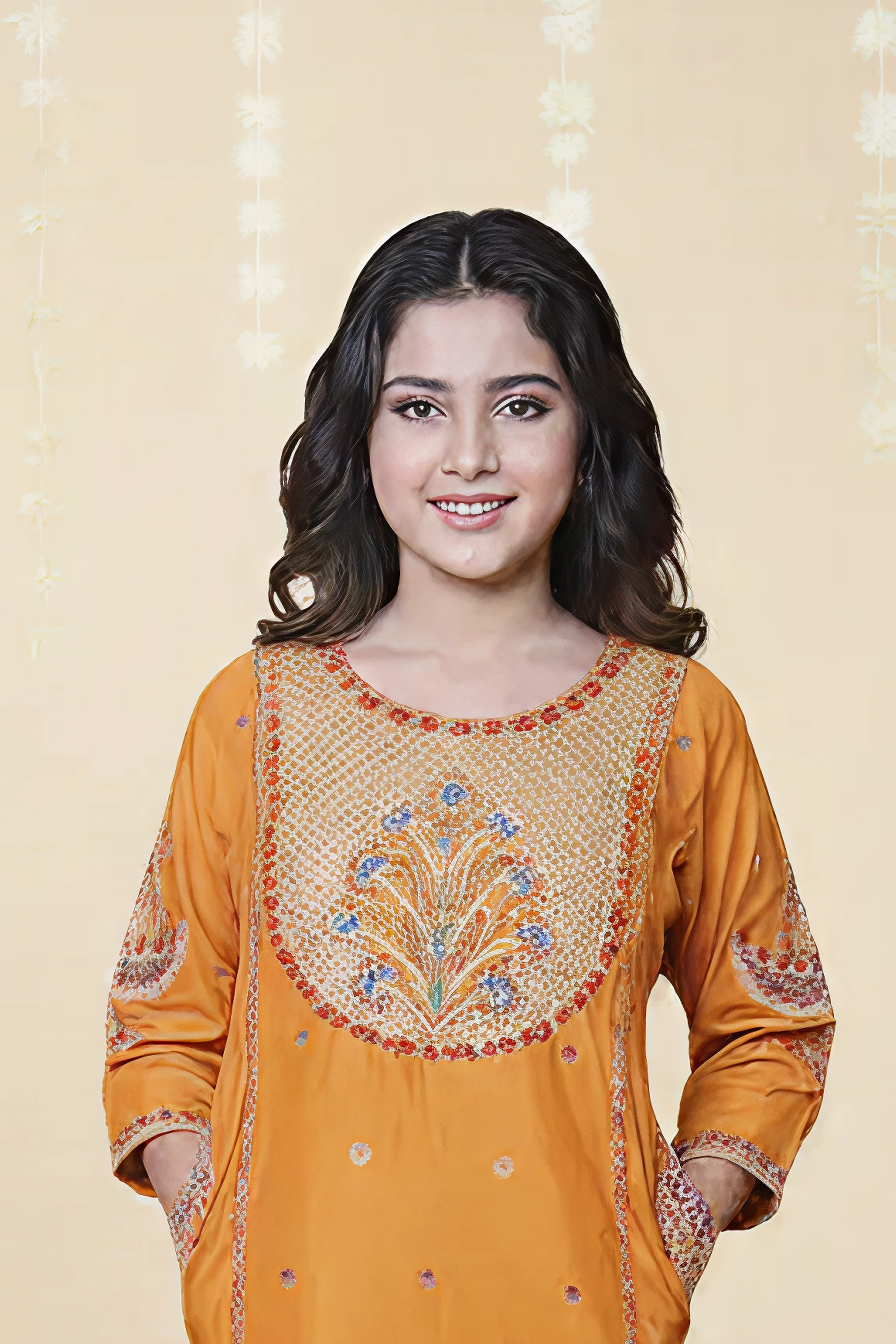 COTTON MULTICOLOR EMBROIDERED SHIRT & GHARARA – 3PC - LS-07
