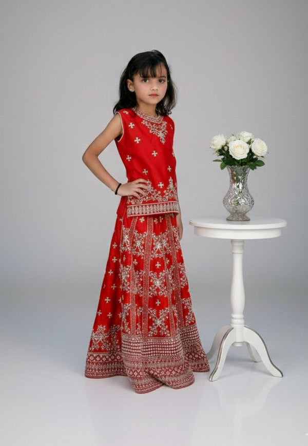 SILK COMPUTER & HANDWORK EMBROIDERED LENGHA CHOLI – 3PC - LS-01