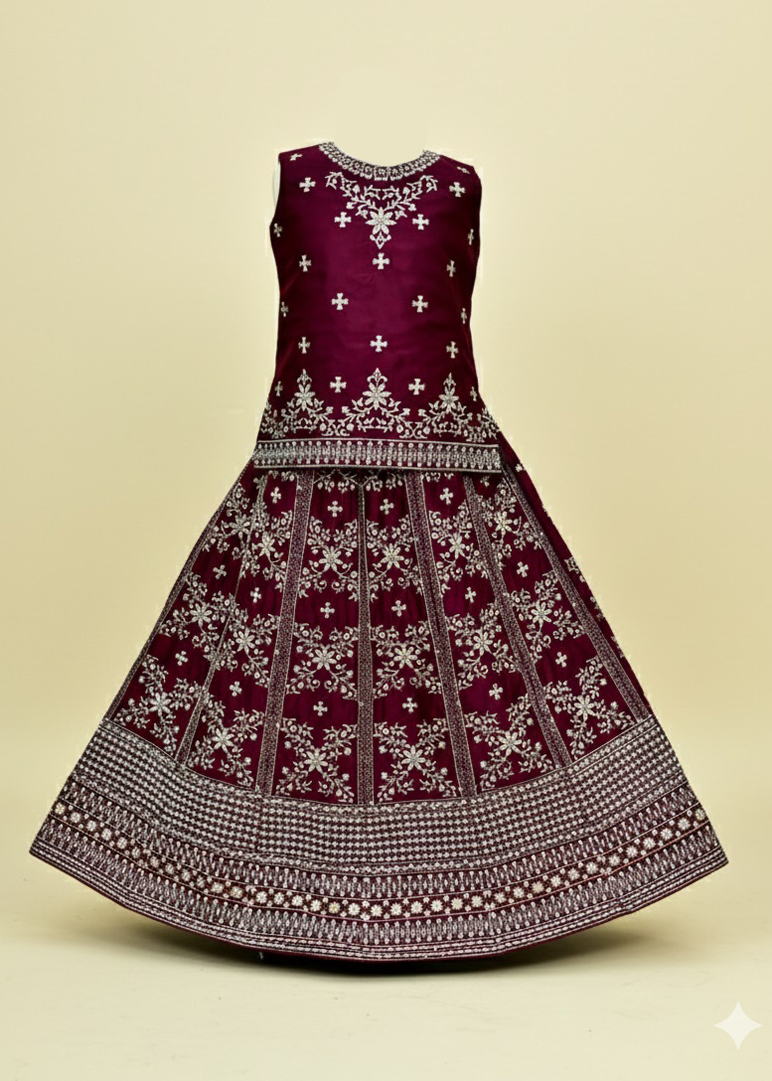 SILK COMPUTER & HANDWORK EMBROIDERED LENGHA CHOLI – 3PC - LS-01