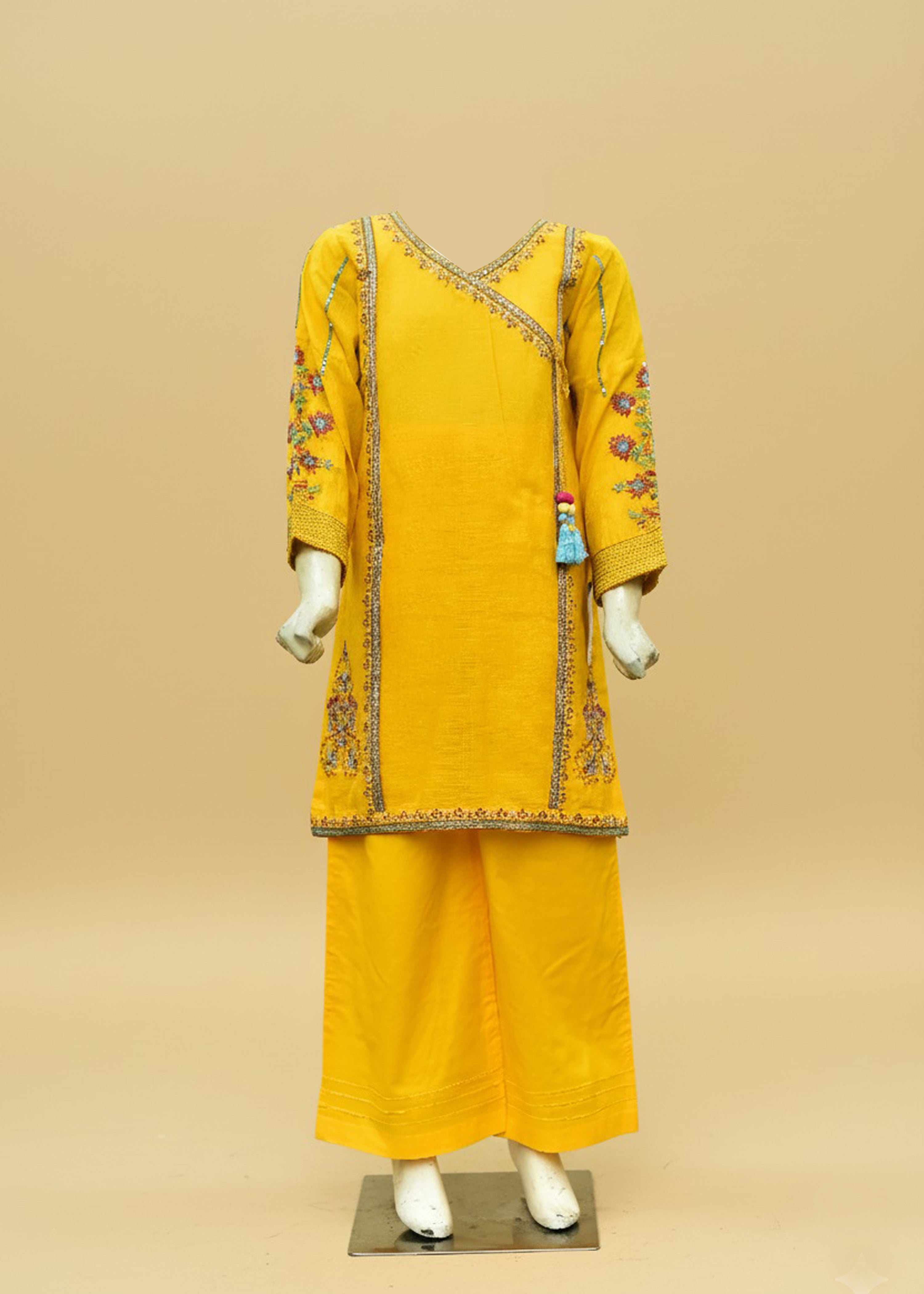 COTTON EMBROIDERED SHIRT & GHARARA – 3PC - LS-10