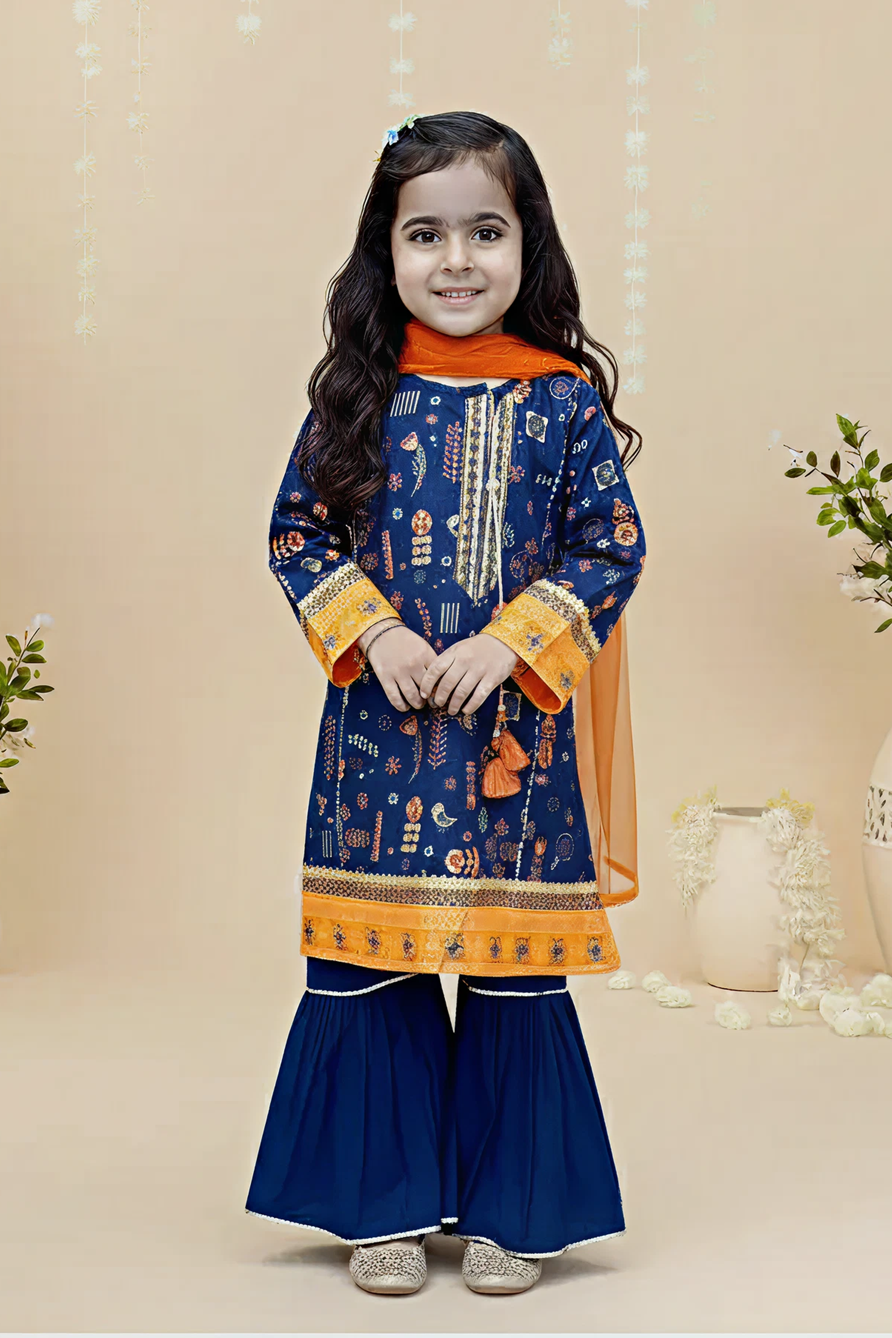 COTTON EMBROIDERED GHARARA – 3PC Suit - LS-20