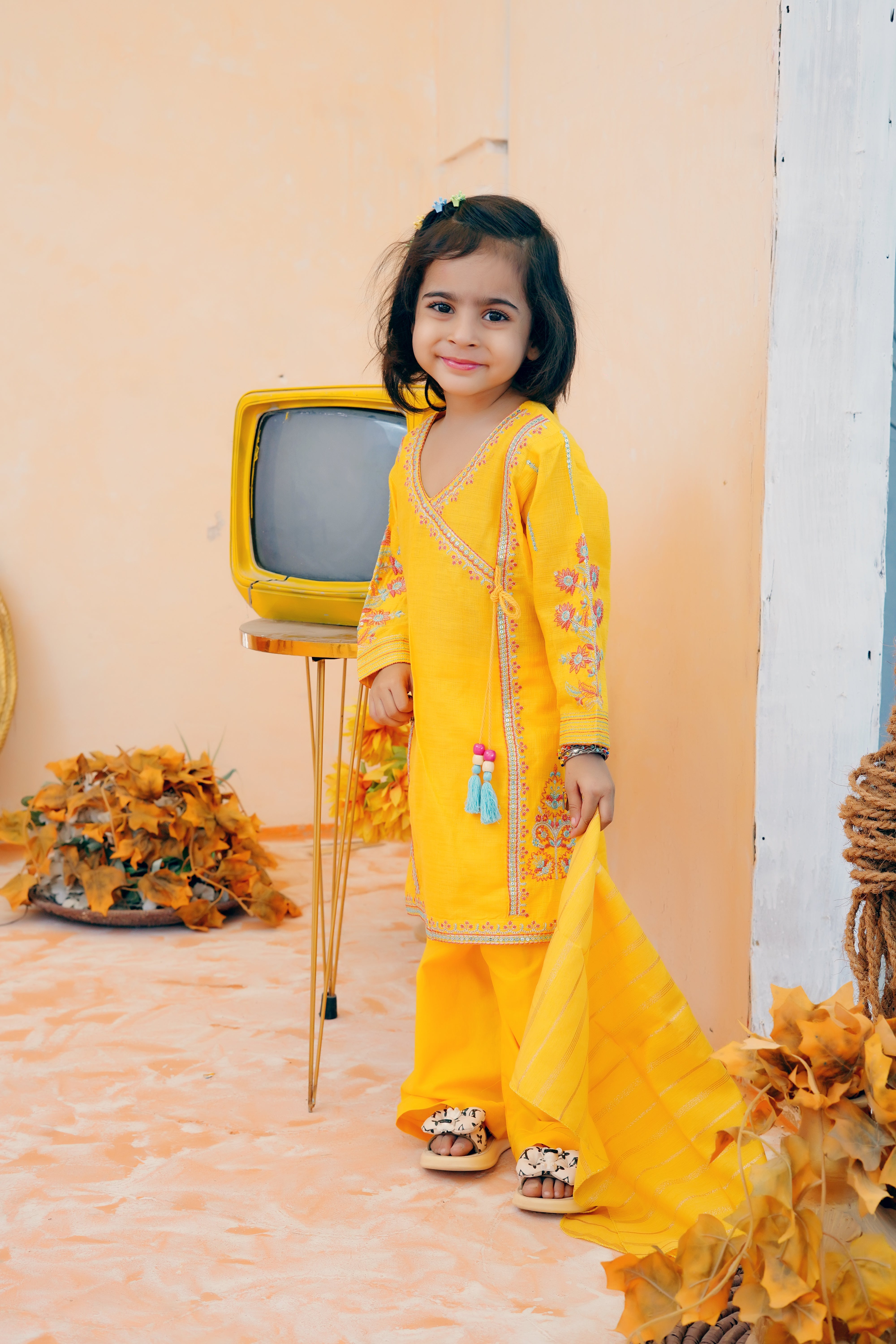 COTTON EMBROIDERED SHIRT & GHARARA – 3PC - LS-10